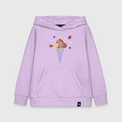 Детская толстовка-худи Мороженое с ёжиком и фруктами