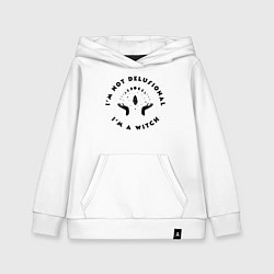 Толстовка детская хлопковая Надпись Я ведьма, цвет: белый