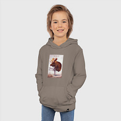 Толстовка детская хлопковая Лось хоба, цвет: утренний латте — фото 2