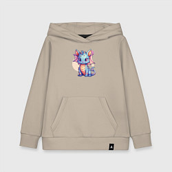 Толстовка детская хлопковая Cute dragon cat, цвет: миндальный