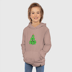 Толстовка детская хлопковая Елка из драконов, цвет: пыльно-розовый — фото 2