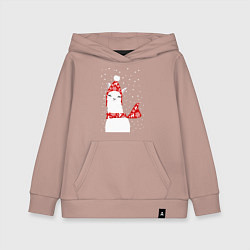 Детская толстовка-худи Лама - альпака в шапочке и шарфе