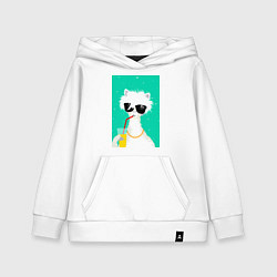 Детская толстовка-худи Лама-альпака на чиле с бокалом