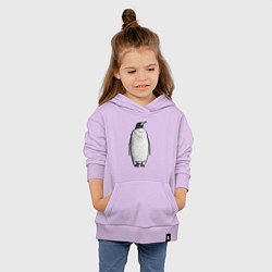 Толстовка детская хлопковая Пингвин стоит анфас, цвет: лаванда — фото 2