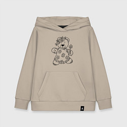 Детская толстовка-худи Мишка с ромашками - раскраска