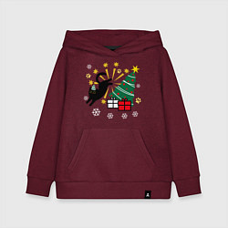 Детская толстовка-худи Кот и елка