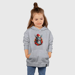Толстовка детская хлопковая Дракон в шапке Санта Клауса, цвет: меланж — фото 2