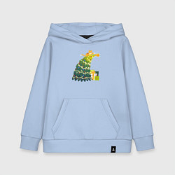 Детская толстовка-худи Рыжий кот на ёлке и гирляндами и звездой подарки