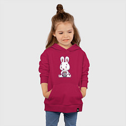 Толстовка детская хлопковая Кролик с кружкой, цвет: маджента — фото 2