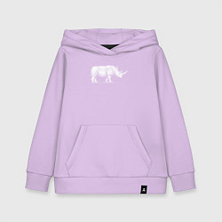 Детская толстовка-худи Носорог белый сбоку