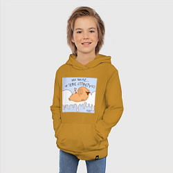 Толстовка детская хлопковая Капибара на чиле в снегу, цвет: горчичный — фото 2