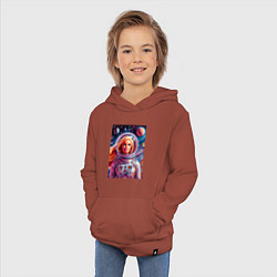 Толстовка детская хлопковая Красавица Барби в космосе - нейросеть, цвет: кирпичный — фото 2
