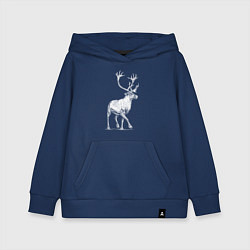 Детская толстовка-худи Северный олень белый спереди