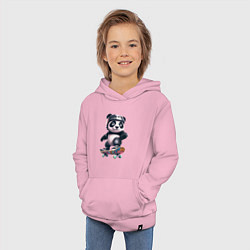 Толстовка детская хлопковая Cool panda on a skateboard - extreme, цвет: светло-розовый — фото 2