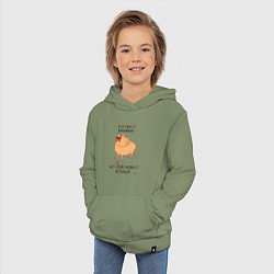Толстовка детская хлопковая Мем капибара: люблю капибару, цвет: авокадо — фото 2