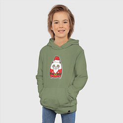 Толстовка детская хлопковая Панда дед-мороз, цвет: авокадо — фото 2