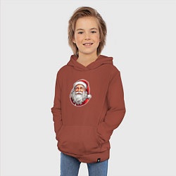 Толстовка детская хлопковая Санта клаус иллюстрация-стикер, цвет: кирпичный — фото 2
