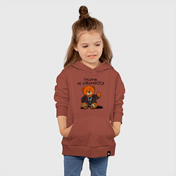 Толстовка детская хлопковая Мишка Кощей: пацаны не извиняются, цвет: кирпичный — фото 2