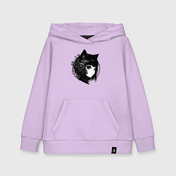 Толстовка детская хлопковая Девочка кошка - киберпанк, цвет: лаванда