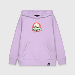 Детская толстовка-худи Старое авто на оранжевом небесном фоне