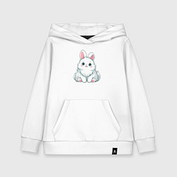 Толстовка детская хлопковая Пушистый аниме кролик, цвет: белый