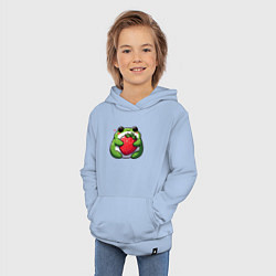 Толстовка детская хлопковая Толстая лягушка обнимает клубнику, цвет: мягкое небо — фото 2