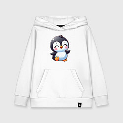 Толстовка детская хлопковая Маленький радостный пингвинчик, цвет: белый
