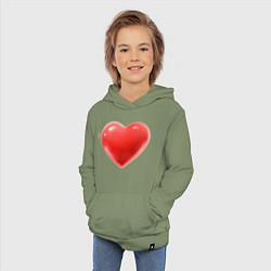 Толстовка детская хлопковая Объемное сердце, цвет: авокадо — фото 2