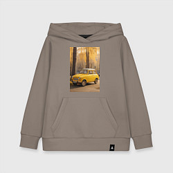Детская толстовка-худи Желтый ретро автомобиль