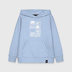 Детская толстовка-худи Eat sleep code repeat арт