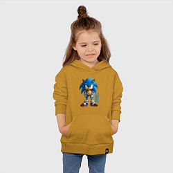 Толстовка детская хлопковая Sonic - poster style, цвет: горчичный — фото 2
