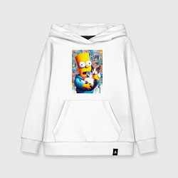 Детская толстовка-худи Bart Simpson with a kitten - ai art