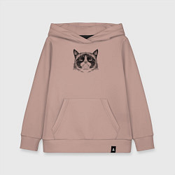 Толстовка детская хлопковая Grumpy cat мем, цвет: пыльно-розовый
