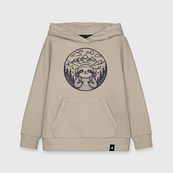 Детская толстовка-худи Ленивец турист с рюкзаком