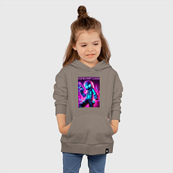 Толстовка детская хлопковая Neon Minecraft - ai art, цвет: утренний латте — фото 2