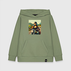 Детская толстовка-худи Mona Lisa on a motorcycle - ai art