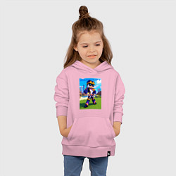 Толстовка детская хлопковая Jotaro Kujo and Minecraft - collaboration, цвет: светло-розовый — фото 2