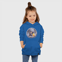 Толстовка детская хлопковая Девочка у костра зимой, цвет: синий — фото 2