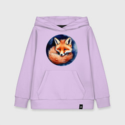 Детская толстовка-худи Лисенок в норе клубочком