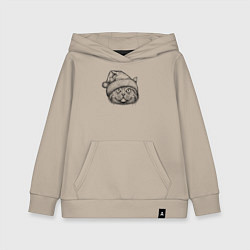 Толстовка детская хлопковая Кот новогодний, цвет: миндальный