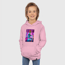 Толстовка детская хлопковая Neon Bart - with skateboard ai art fantasy, цвет: светло-розовый — фото 2