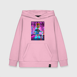 Толстовка детская хлопковая Neon Bart - with skateboard ai art fantasy, цвет: светло-розовый