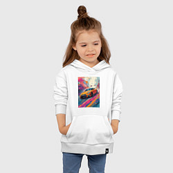 Толстовка детская хлопковая Nissan GT-R дрифт в городе, цвет: белый — фото 2