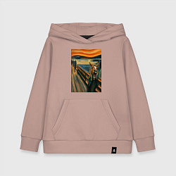 Детская толстовка-худи Лошадь кричит - мем картина от нейросети