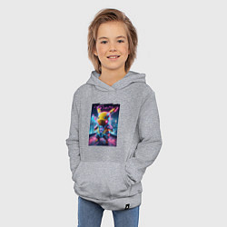 Толстовка детская хлопковая Cyber Pikachu - neon glow ai art fantasy, цвет: меланж — фото 2