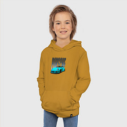 Толстовка детская хлопковая Porsche 911 винтажный немецкий автомобиль, цвет: горчичный — фото 2