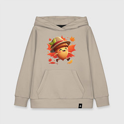 Детская толстовка-худи Веселый желудь на прогулке в листопад