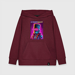 Детская толстовка-худи Cyber Bart - neon glow ai art fantasy