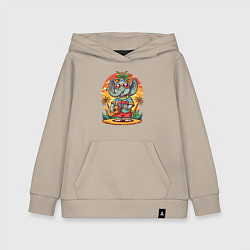 Детская толстовка-худи Слон играет на гитаре жаркое лето