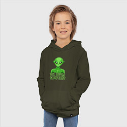 Толстовка детская хлопковая Гуманоид зеленый человечек, цвет: хаки — фото 2